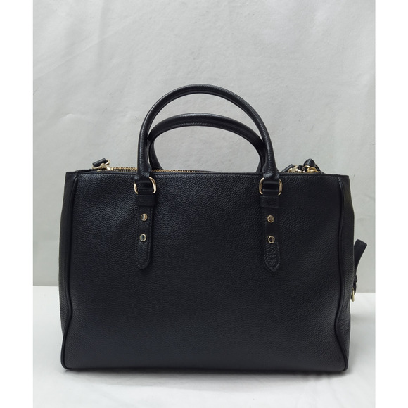 Kate Spade New York Black Leather Carryall Double Handles Satchel Bag - Picture 2 of 16